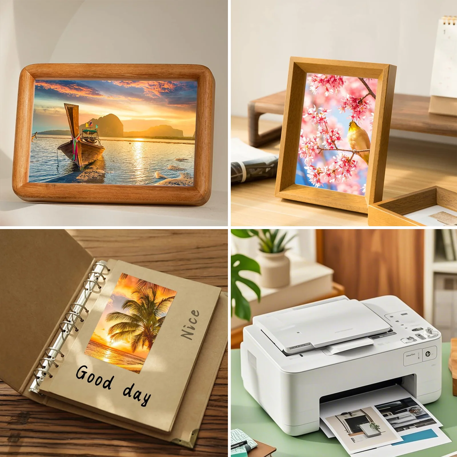 HUSPER 100 feuilles de papier photo brillant 4x6 pouces 180/200/230 G/m2 jet d'encre simple face Compatible avec dos gris pour une utilisation au bureau à domicile