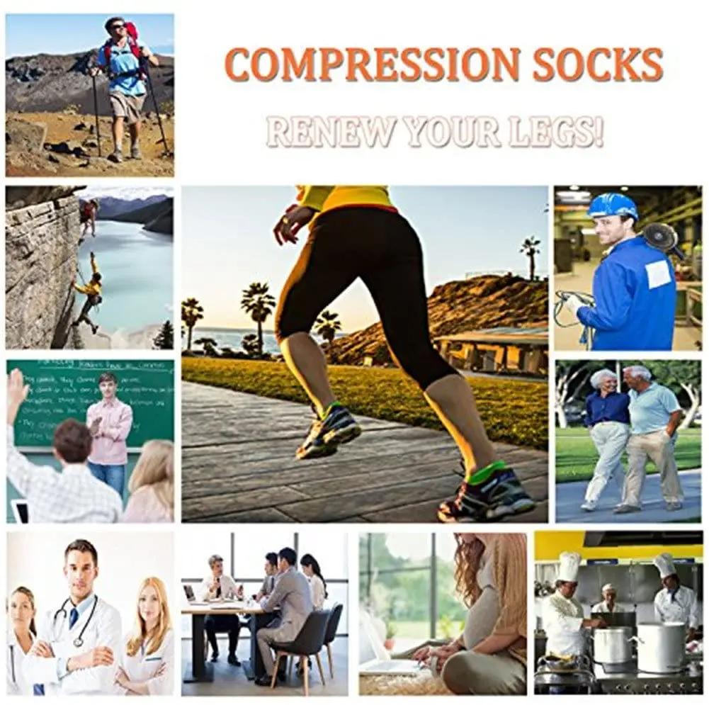 Calcetines de compresión para hombre, medias médicas para venas varicosas, Diabetes, Edema, deportes, correr, fútbol, baloncesto, montar en la rodilla, 3/6/7