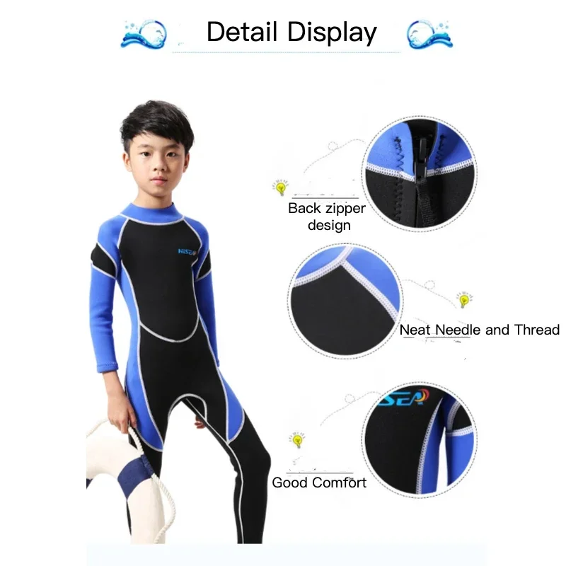 2.5MM neoprenowe kombinezony dziecięce stroje kąpielowe kombinezony do nurkowania długie rękawy chłopcy dziewczęta Surfing dzieci wysypka Guards Snorkel One Pieces