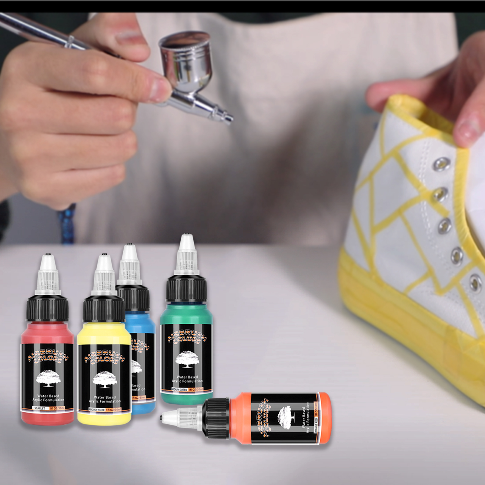 SAGUD-Juego de pintura para aerógrafo, pintura acrílica fluorescente opaca y a base de agua para zapatos, uñas, arte, modelo DIY, 30ML, 12/24 colores