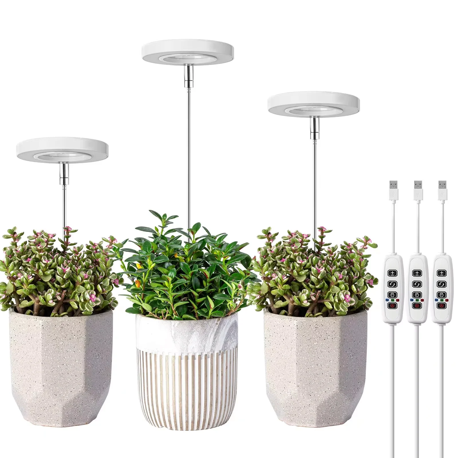 Lampa LED do uprawy roślin o pełnym spektrum światła z regulacją wysokości, timerem 3/9/12H i 10-stopniową regulacją jasności do roślin domowych i ogrodowych.