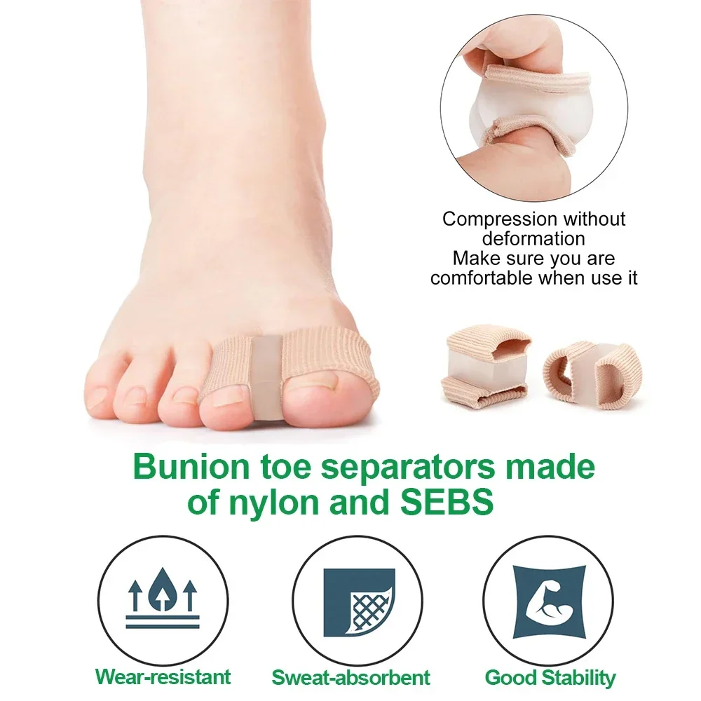เจล Bunion Toe Separator W/ซับผ้าสําหรับ Big Toe, ซิลิโคน Toe Spacers Breathable Toe Corrector Protector สําหรับทับซ้อนกัน Toe
