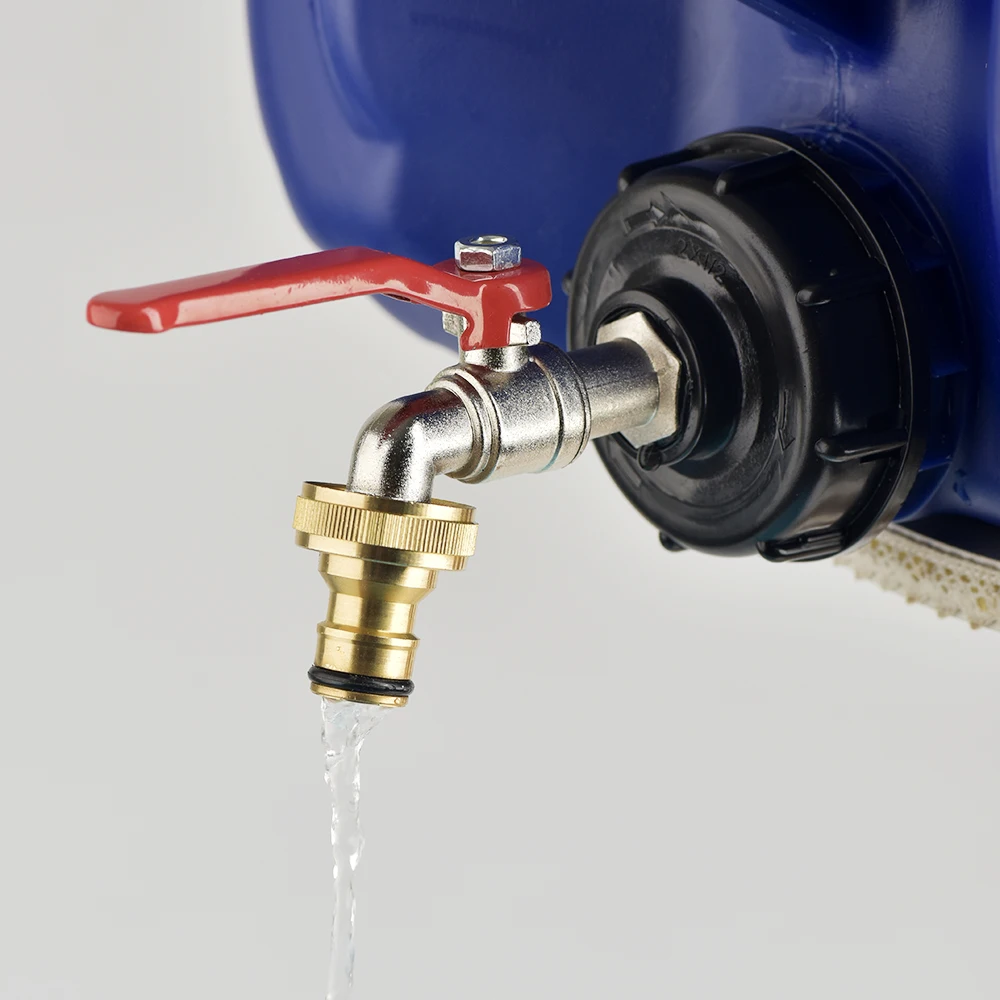 IBC Tank Tap Adapter S60*6 Coarse Thread to Brass/Alloy 16mm Quick Connect Replacement Valve Garden Home Valve Fitting Faucet
