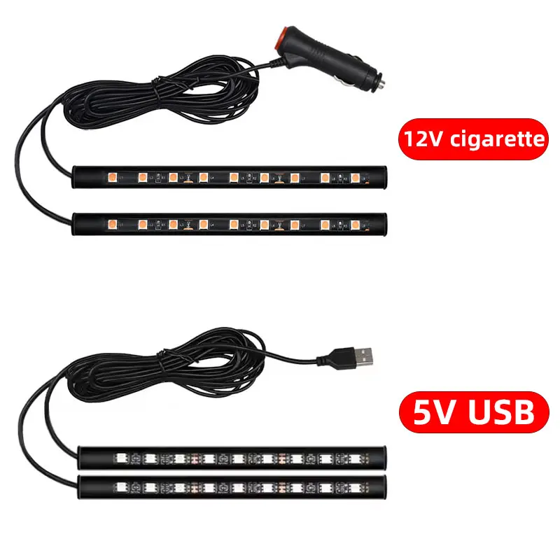 2 em 1 led luz de néon do carro pé luz led decoração interior backlight isqueiro usb atmosfera lâmpada acessórios do veículo