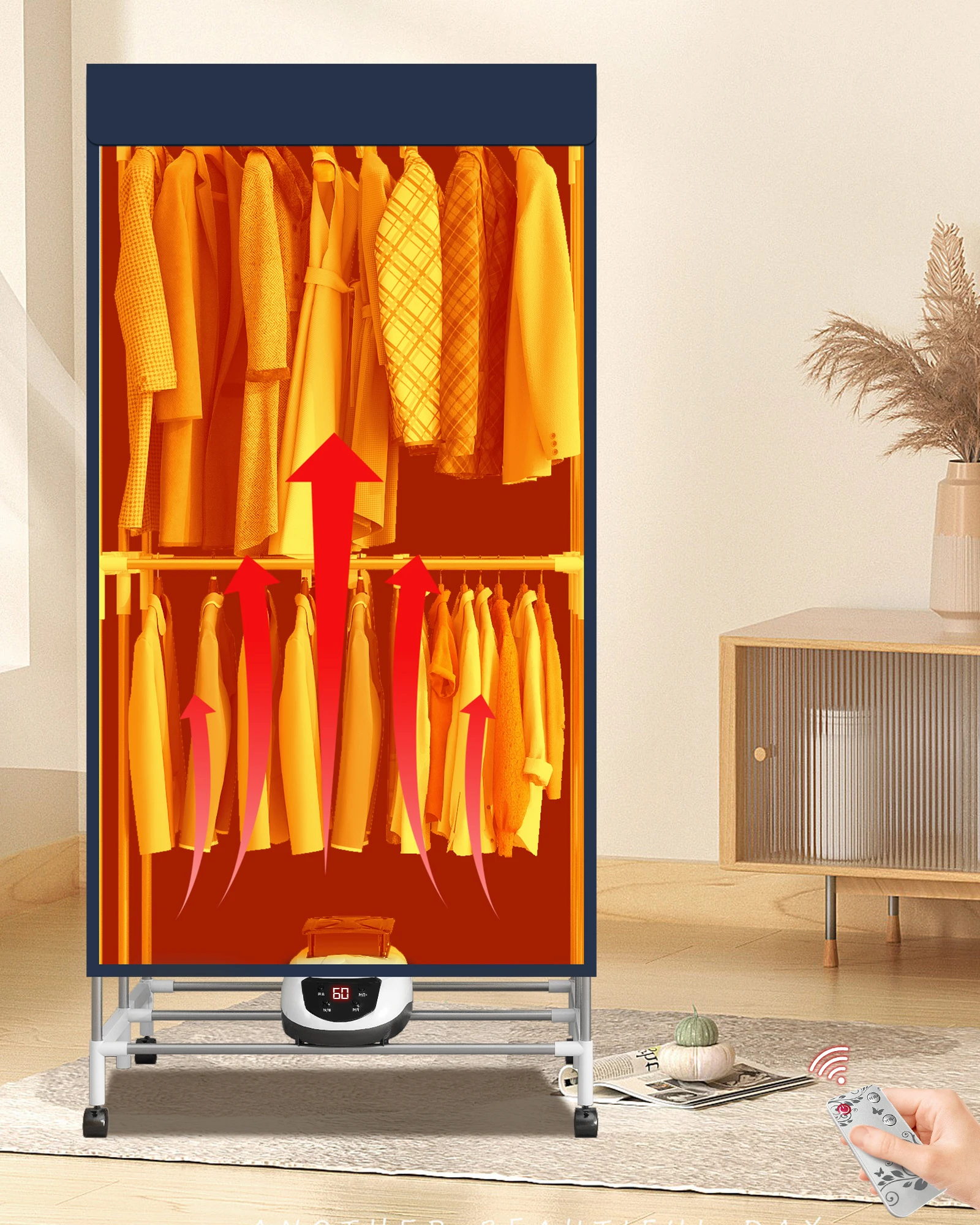 Sèche-linge électrique Portable, sèche-linge chauffant 220V-1500W, sèche-linge chauffant avec minuterie, sèche-linge électrique