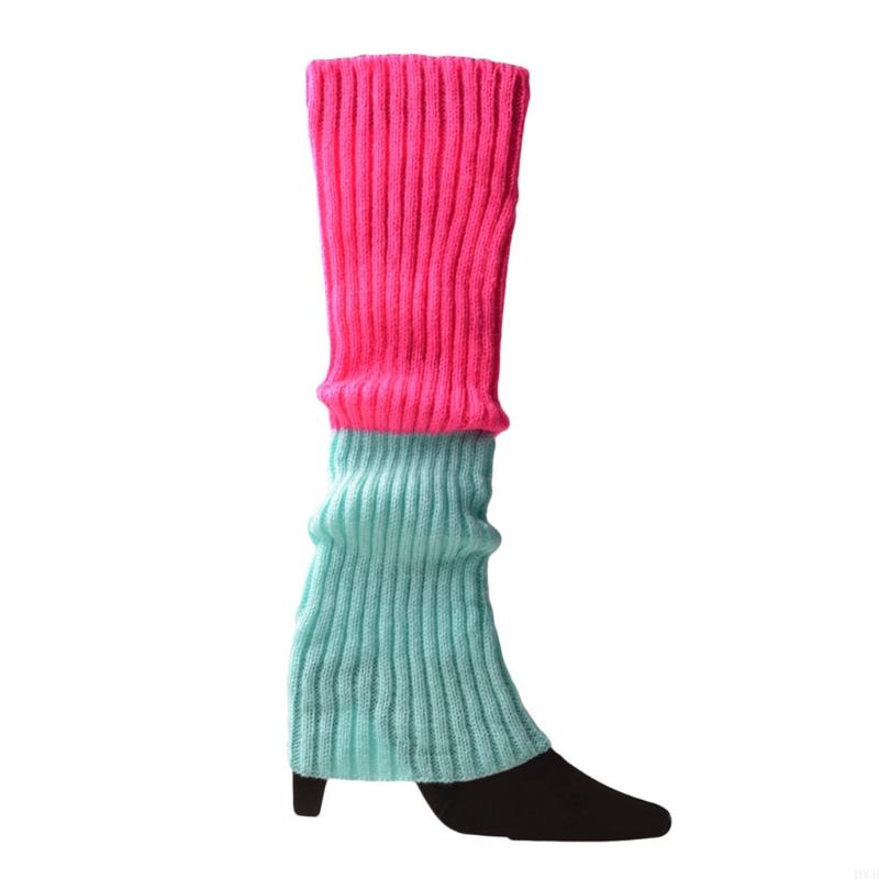 10 Womens Beinwärmer Erwachsene Junior 80er Jahre gerippt gestrickte Knie hohe Socken für Neonparty Herbst Winter