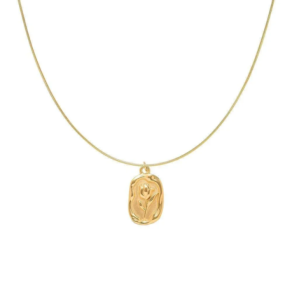 Collar con colgante de rosa geométrico Simple para mujer, gargantilla de cadena de serpiente con placa dorada bohemia, regalo de joyería 2023