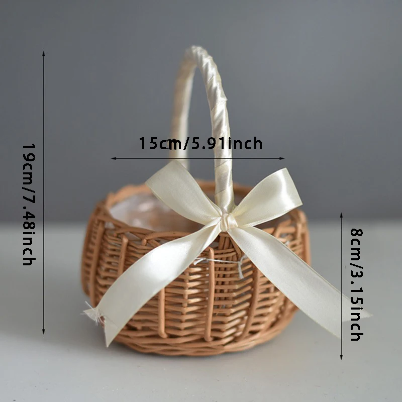 Handmade Storage Rack ทอตะกร้าดอกไม้หวายตะกร้าเก็บดอกไม้สาวตะกร้าสําหรับตกแต่งบ้าน