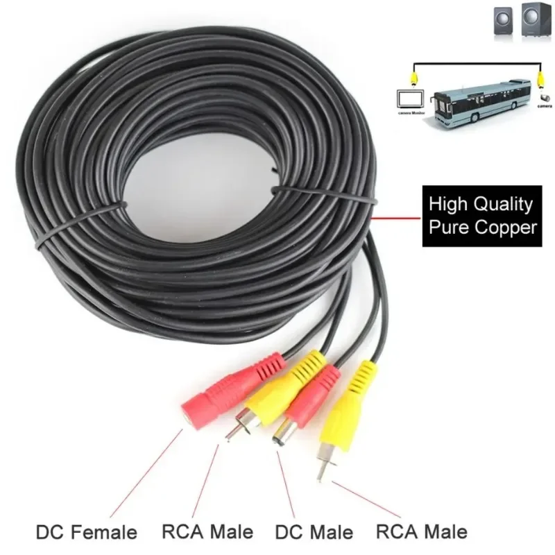 5 10 20 Meter DC Power RCA AV Video 12 V Verlengkabel voor Auto Vrachtwagen Bus Parking Home security Surveillance CCTV Camera