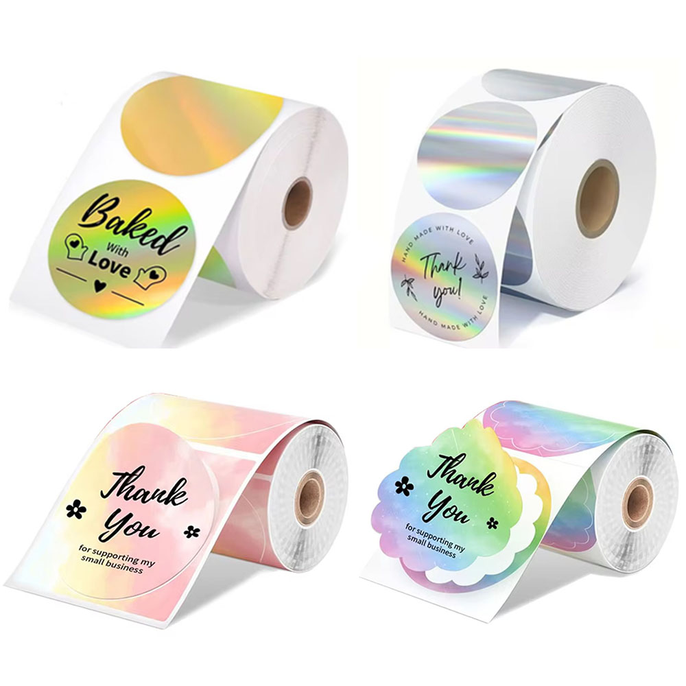 1 rolo branco transparente etiqueta série redonda para phomemo m110/m220/m221/m120/m200 etiquetas adesivas papel de etiqueta térmica