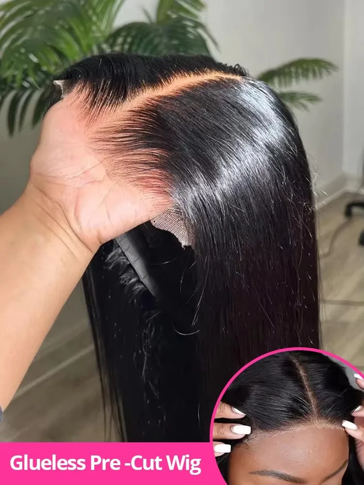 250% parrucca Glueless brasiliana ad alta densità 30 40 pollici capelli umani osso dritto 13x4 HD parrucche frontali in pizzo parrucca 7x5 chiusura