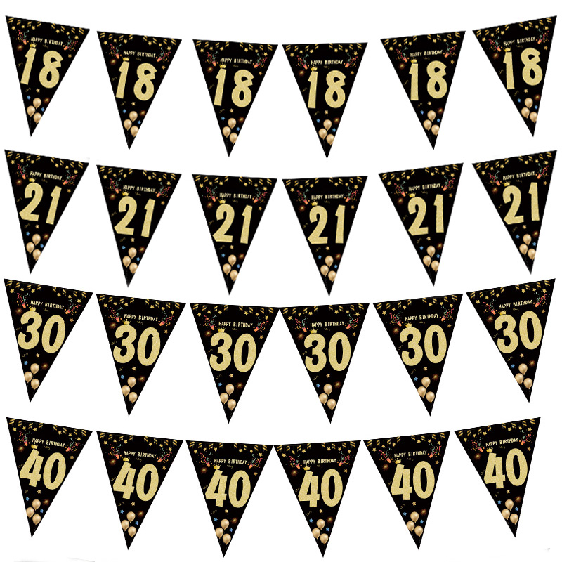 18 21 30 40 anos feliz aniversário banners de papel decorações de festa de aniversário adulto preto ouro aniversário fontes de festa foto adereços