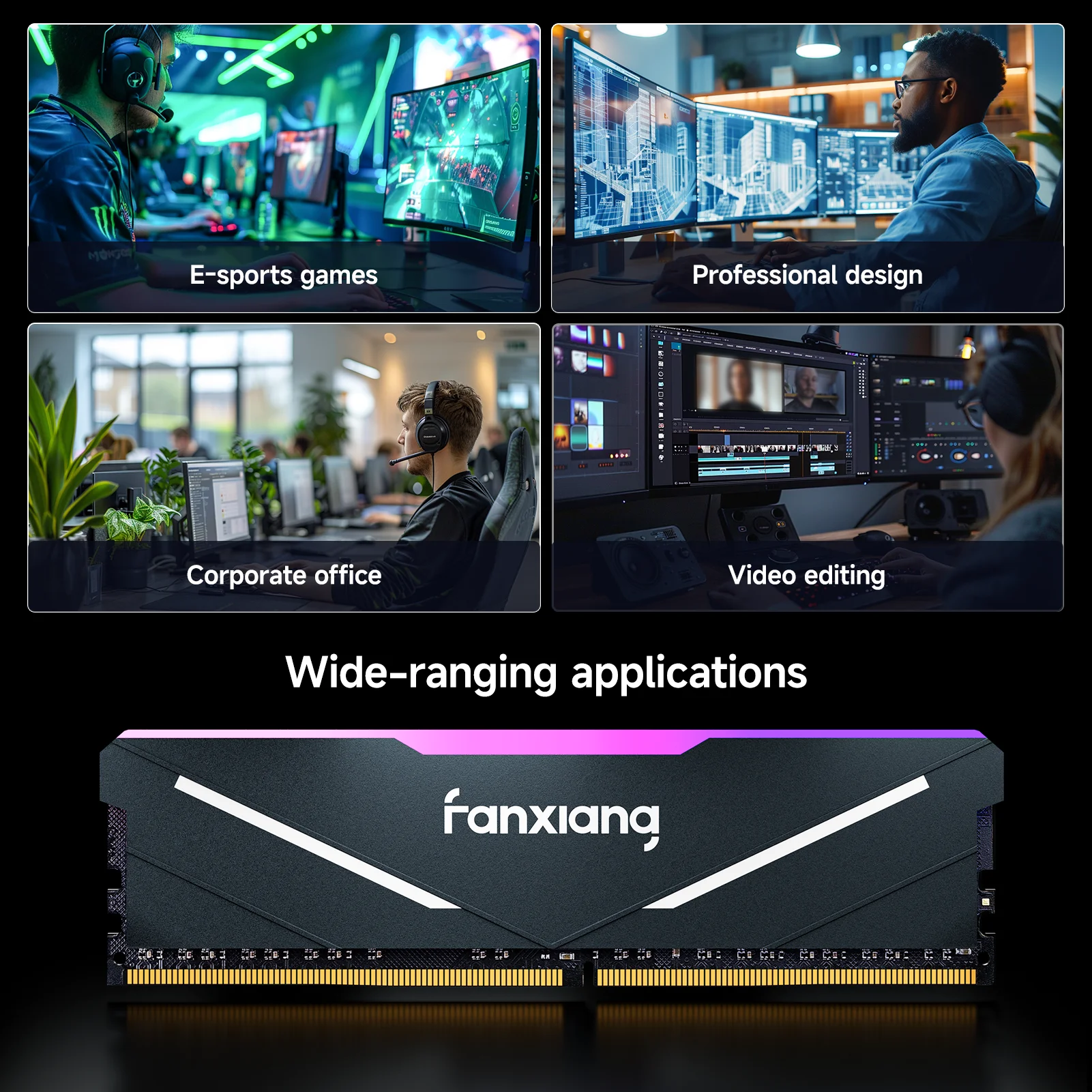 Fanxiang UD11 RGB memoria Ram DDR4 16GB 32GB 3200-3600MT/s escritorio no ECC juegos de escritorio módulo de memoria RAM de doble canal para PC