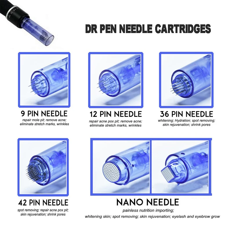 10/50/100ชิ้น dermapen ตลับหมึก A1ไมโครนีเดิลปลายนาโนสำหรับเปลี่ยนตลับหมึก A1เข็ม Meso เครื่องความงาม