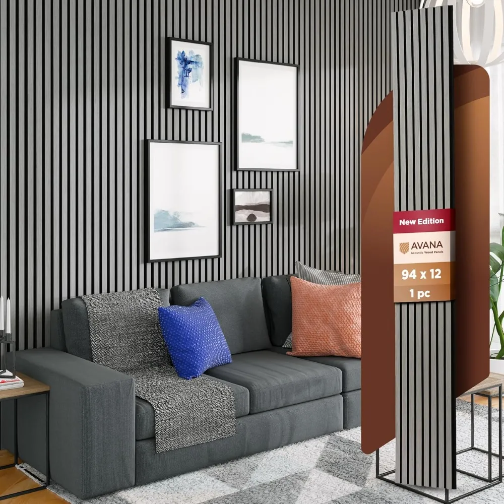 Modern Acoustic Wood Wall Panels – 94.4 X 12.59 Inch Gray Oak Acoustic Panels 1 PC – Wall Panels For Interior Wall Decor