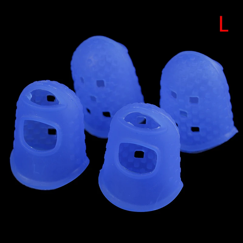 Color azul transparente 4 unids/set protectores de dedos de silicona protectores de dedos de guitarra para ukelele guitarra S M L guitarra acústica