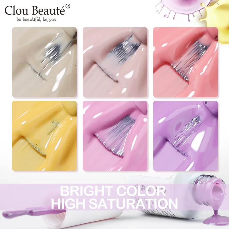 Clou Beaute 15ml สีแดงสีดําสีขาวสีเขียวนีออนเจลเล็บ BASE Top Coat กํามะหยี่ TOP 400 สีกึ่งถาวรเจลเล็บเคลือบเงา