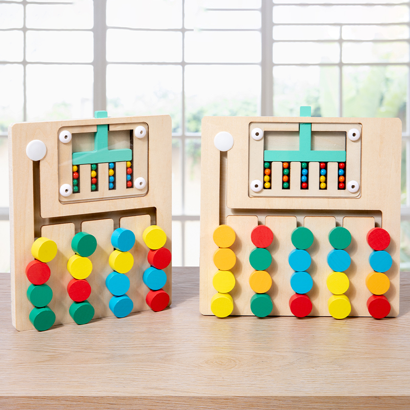 Vier Kleuren Lopen Dubbelzijdig Spel Schaken, Kinderen Logisch Denken Training, Montessori Vroege Educatie Puzzel Speelgoed Voor U