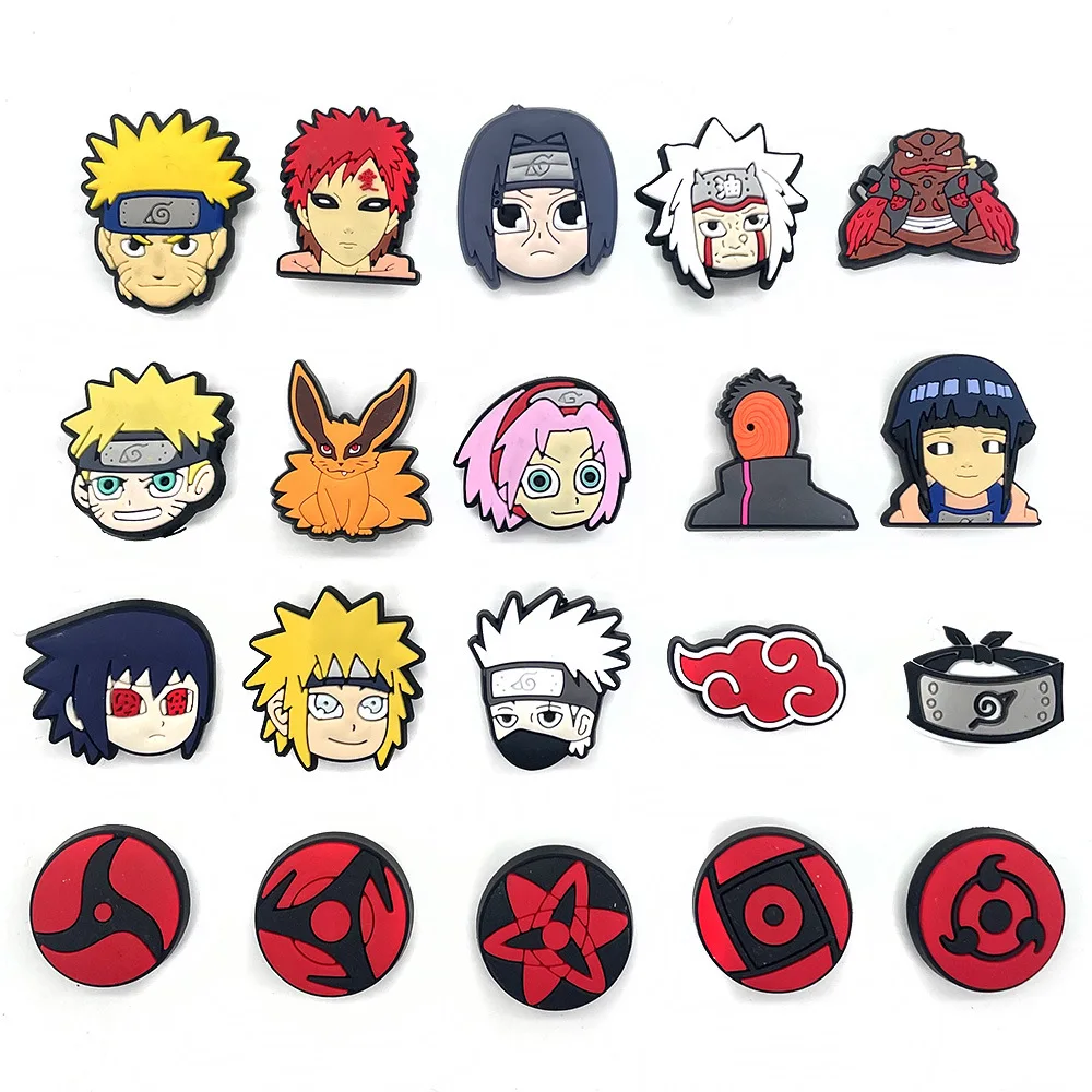 MINISO nuevo Hokage rueda de escritura ojo Naruto PVC encanto zapatos accesorios DIY zapatos con agujeros flor jardín zapatos decoración al por mayor