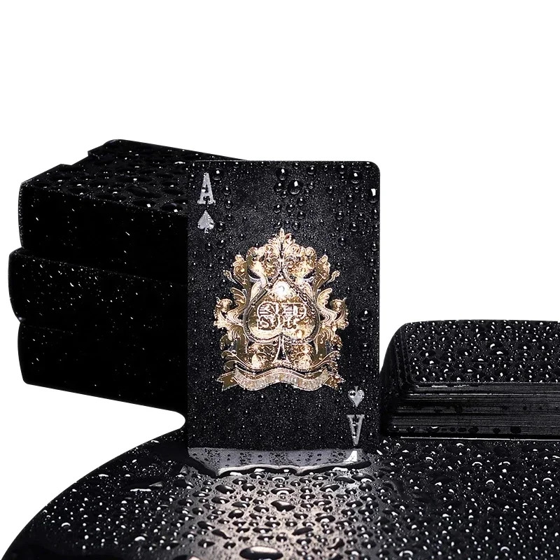 Matte Black Pink Poker Deck, Waterproof Plastic Playing Cards, Texas Hold'em Collection, Commemorative Chess