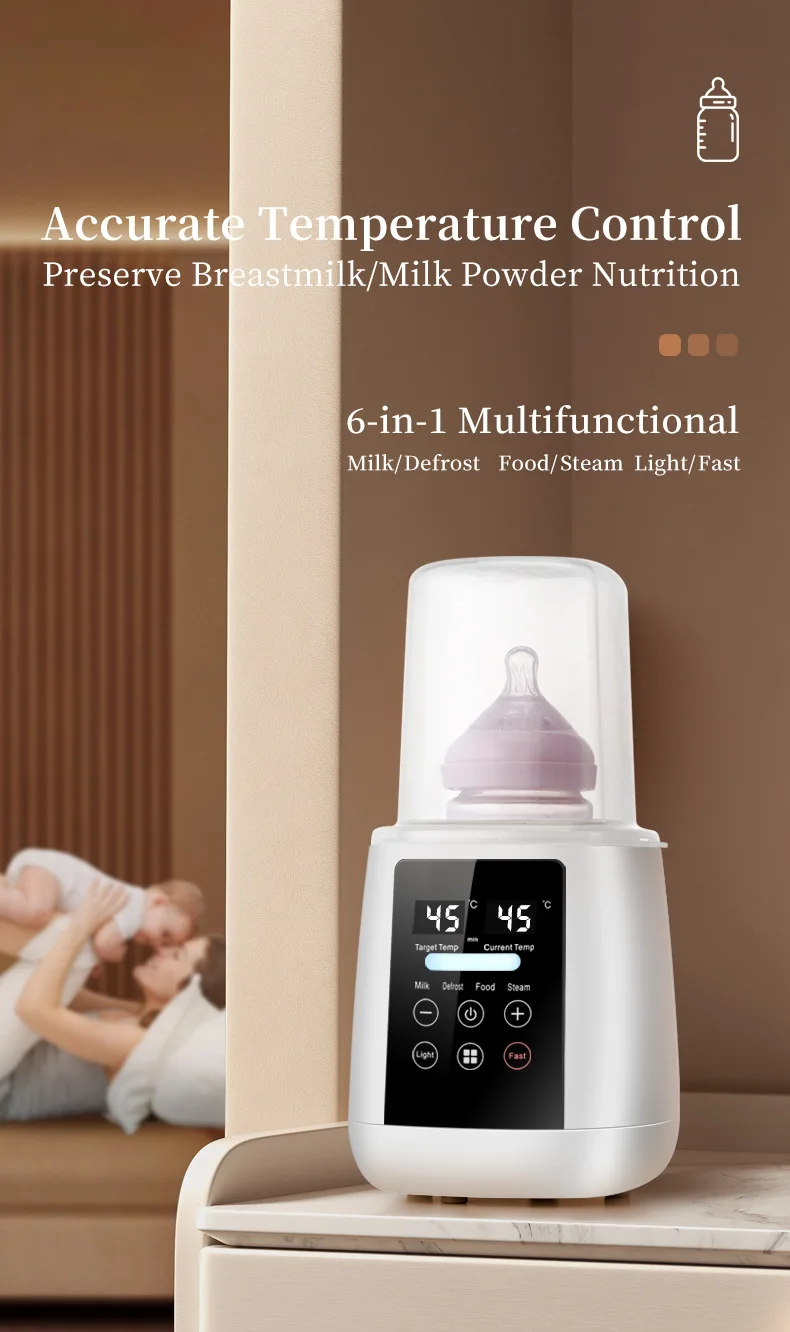 Babyflessenwarmer en esterilizador 6 em 1 Multifuncional moedermelkwarmer Nauwkeurige temperatuurregeling Babyflessenverwarm