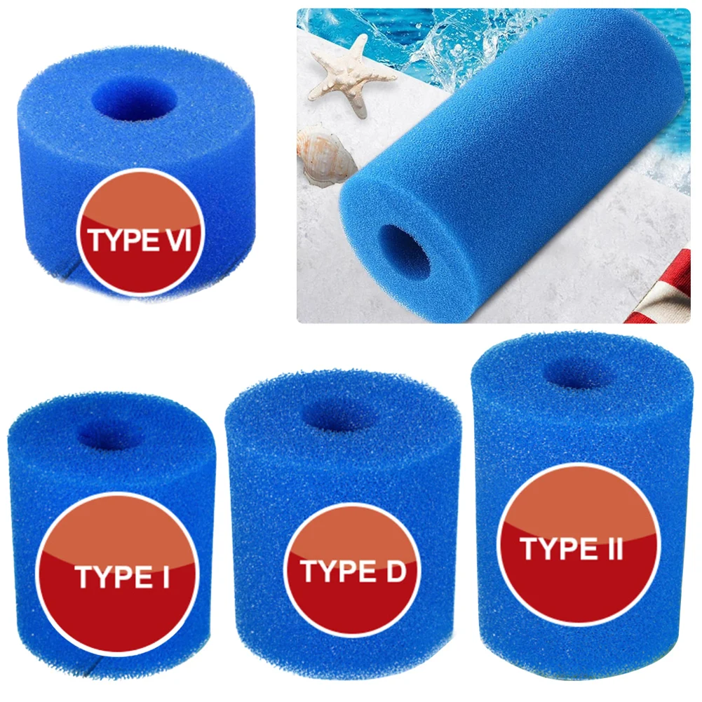 Cartucho de esponja de filtro de piscina para bomba de piscina tipo I/II/VI/D, filtro de espuma para piscina, limpiador de piscina, espuma reutilizable y lavable