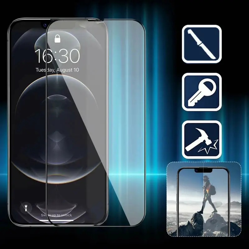 4 Uds 500D cubierta completa de vidrio Protector para iPhone 13 12 11 14 15 Pro Max Protector de pantalla templado iphone 14 15 16 PLUS película de vidrio