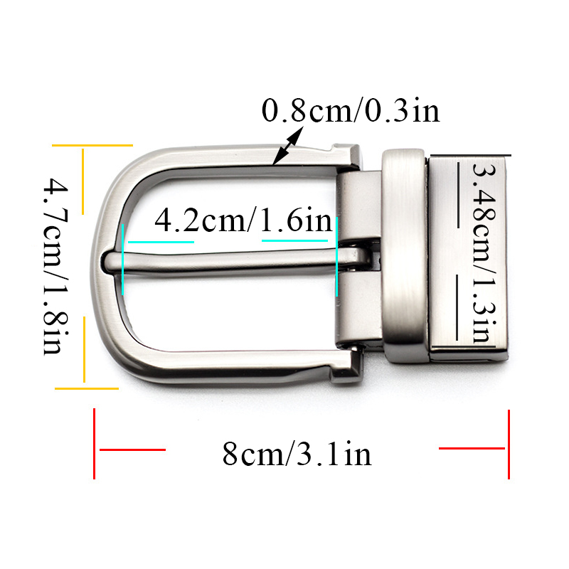 Hebilla de cinturón con pasador de Metal para hombre, hebillas de cintura de 35Mm, parte inferior giratoria, hebilla de cinturón de un solo Pin, Clip clásico de media hebillas para pantalones vaqueros