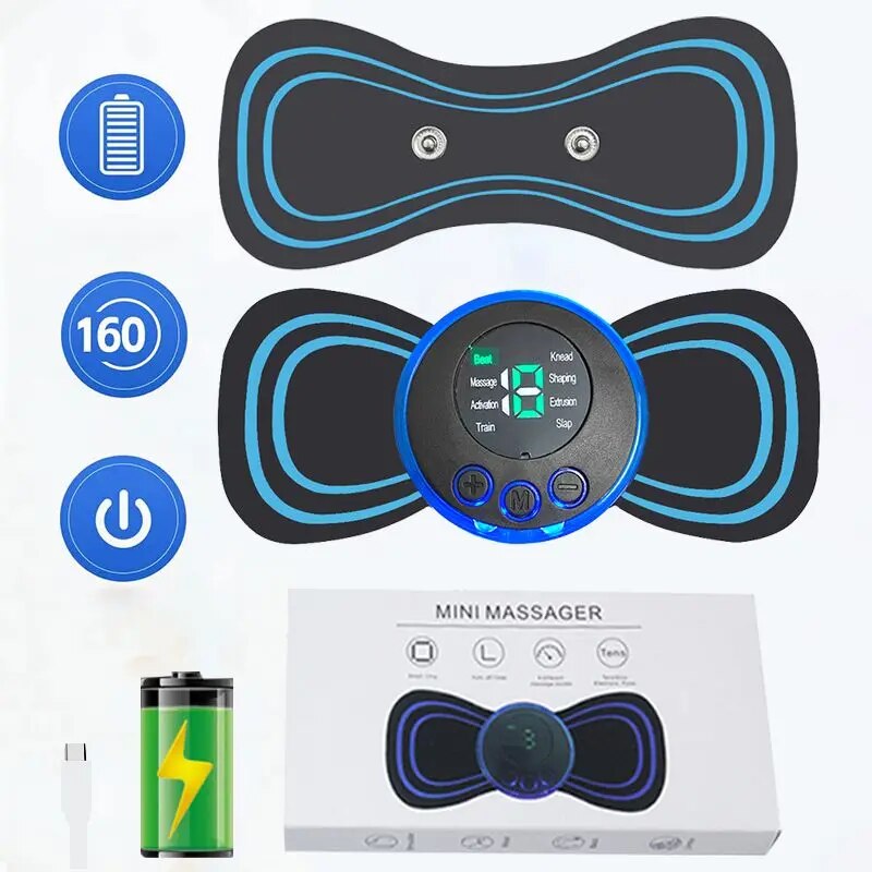 Mini massageador elétrico inteligente de pescoço, carregamento portátil, ombro e pescoço, remendo de massagem com vários níveis ajustáveis