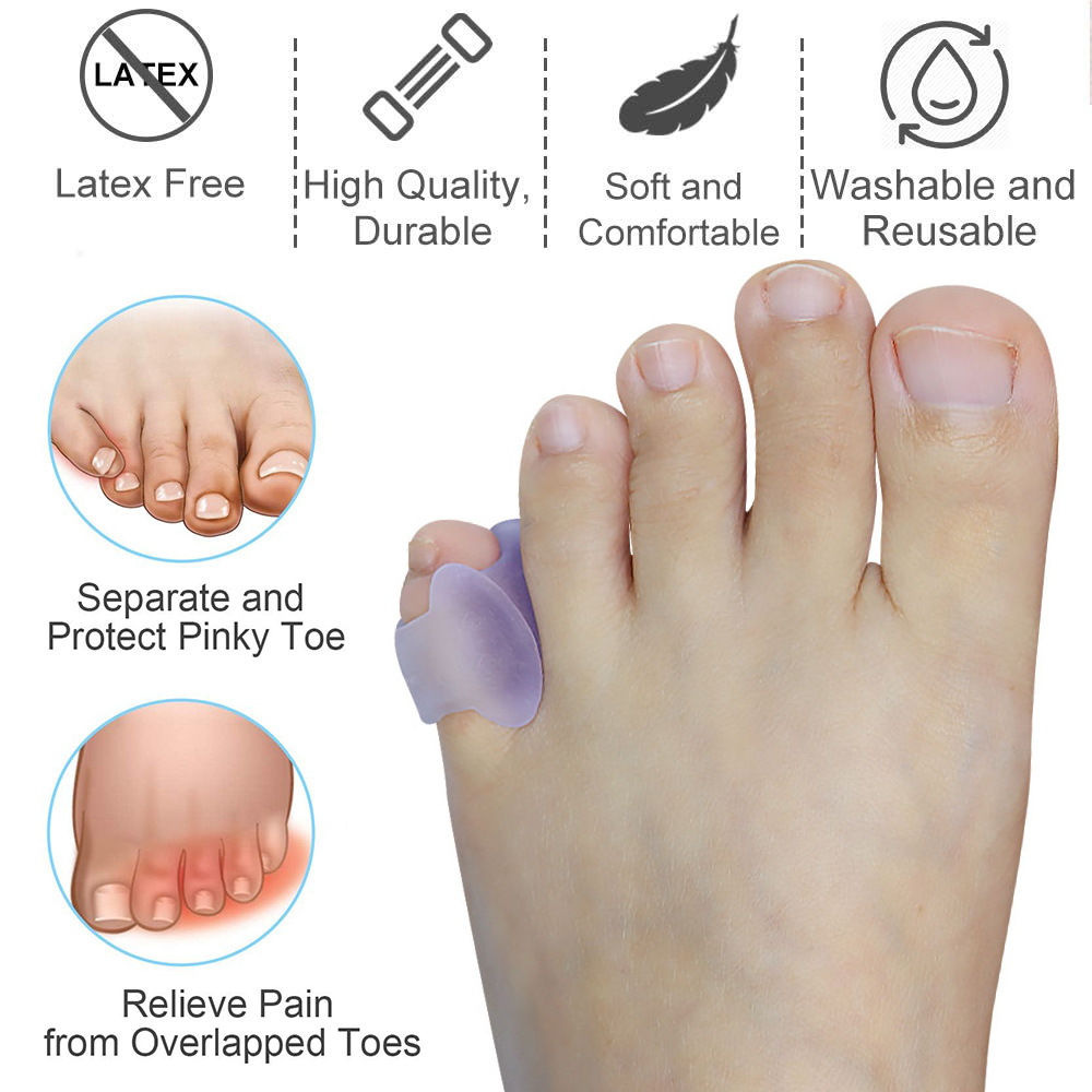 Pexmen 2 uds espaciadores de dedos de Gel Corrector de juanetes separadores de dedos meñique esparcidor Protector de dedos pequeños para superposición y dedos de martillo