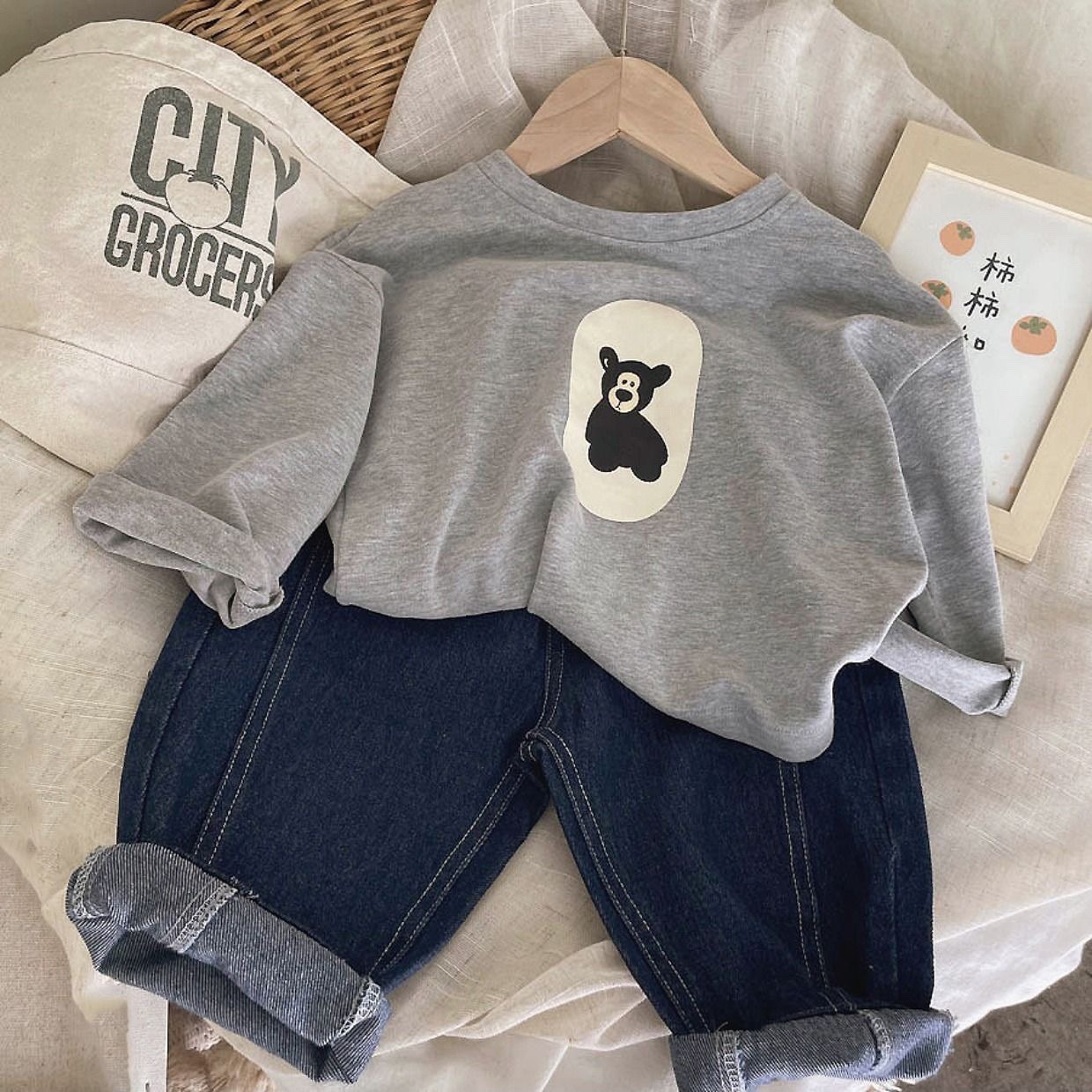 Camiseta de manga larga con cuello redondo de dibujos animados para niños, Tops informales sueltos, camisa fina con Base de algodón para primavera y otoño