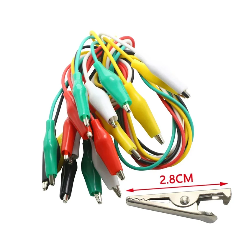 Clip de cocodrilo de 50cm y 28mm, Clips de cocodrilo de doble punta, Clip de Cable de prueba para pruebas eléctricas, conexión de circuito