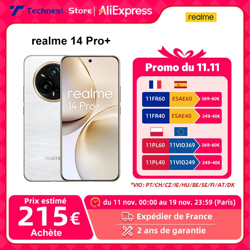 Global Version realme 14 Pro+ 5G Smartphone Sony 3X Periscope OIS Camera Snapdragon7s Gen 3 80W SUPERVOOC Charge IP69