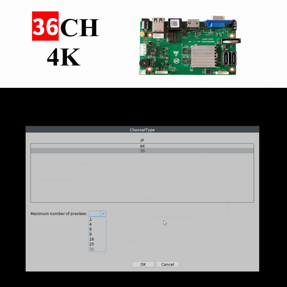 Интеллектуальный анализатор сетевого видеорегистратора 4K, 36 каналов * 8 Мп, H.265/H.264, сетевой цифровой видеорегистратор Vidoe, запись с SATA линейной IP-камерой XM CMS XMEYE CCTV