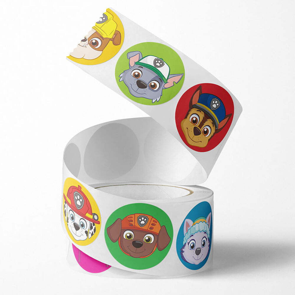 Paw Patrol Round Package Labels, Cartoon Color Stickers, Redondo, Diversão, Selagem Dot, Prêmio, Periferia, 500pcs