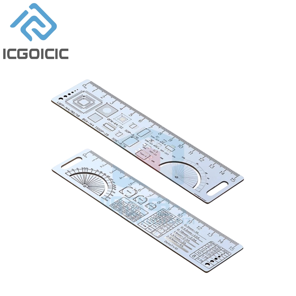 Régua pcb multifuncional, 5 tipos, 9cm, 15cm, 20cm, 25cm, 30cm, ferramenta de medição, resistor, capacitor, chip ic, diodo smd, transistor