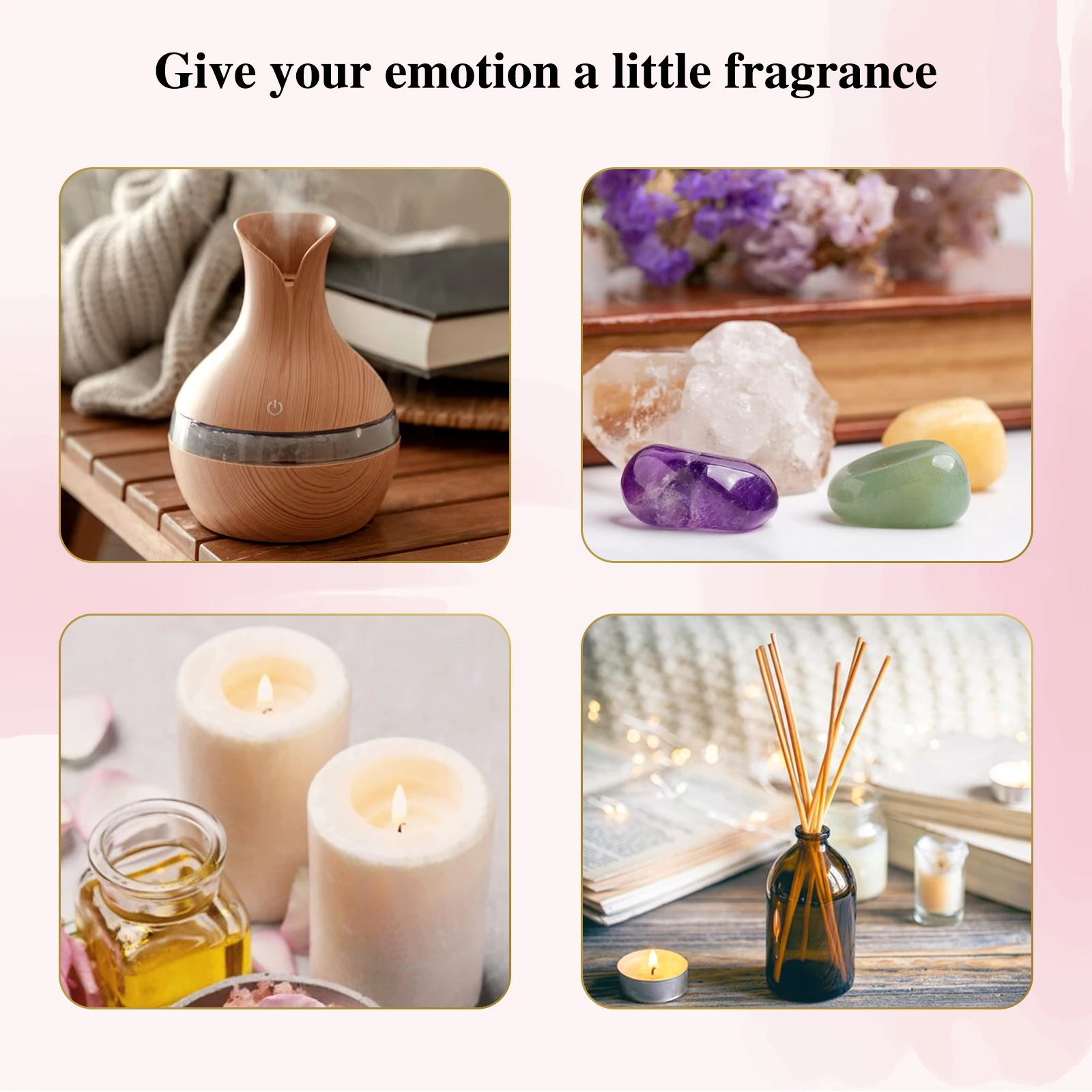 EUQEE 6 ขวด Floral Series ชุดน้ํามันหอมระเหยสําหรับ Diffuser เทียนทํา-Rose Lavender Ylang Ylang จัสมิน Geranium Chamomile
