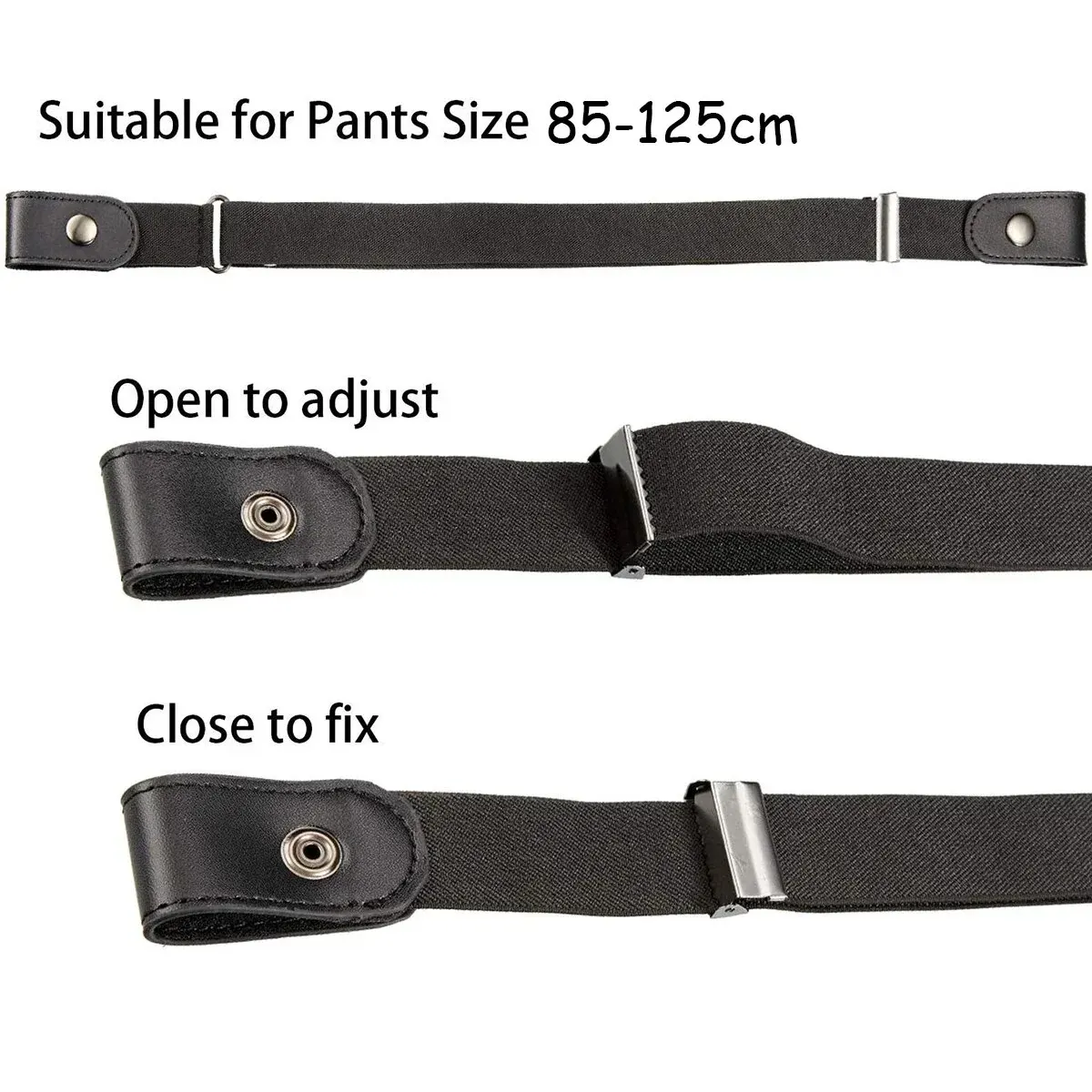 Faixa de cintura elástica ajustável, cinto invisível sem fivela para mulheres e homens, calças jeans, vestido sem fivela, fácil de usar