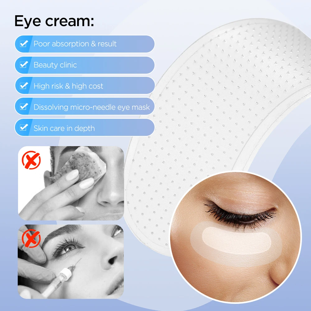 Parches para ojos con microagujas, mascarilla coreana para el cuidado de la piel, ácido hialurónico, 1-10 Uds., antiarrugas, envejecimiento, mascarilla hidratante para ojos en círculo oscuro