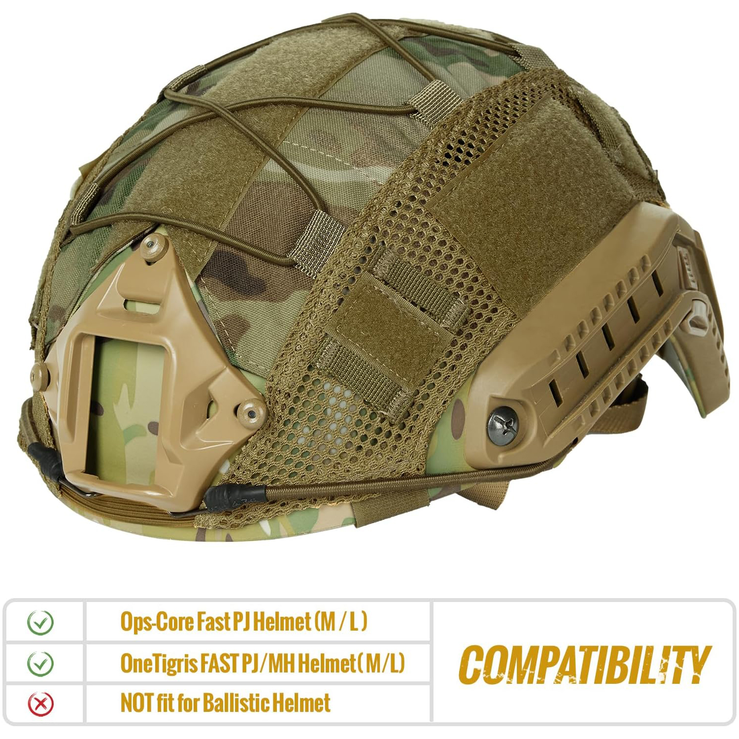 Booiu capa de capacete tático pano camo headwear para ops-core capacetes rápidos airsoft paintball capacete militar com cabo elástico