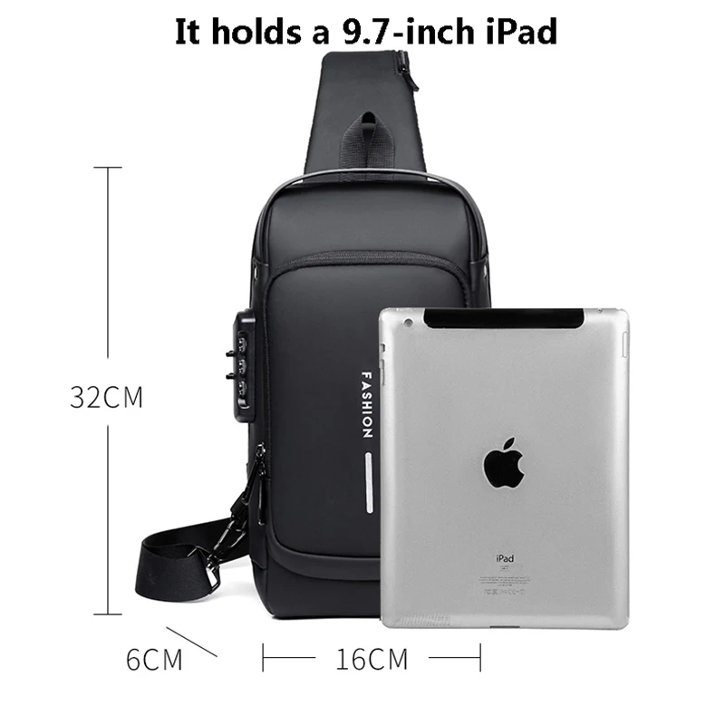 ผู้ชายมัลติฟังก์ชั่ Anti-Theft USB กระเป๋าสะพายชาย Crossbody CROSS Body Travel SLING กระเป๋า Messenger Pack สําหรับชาย