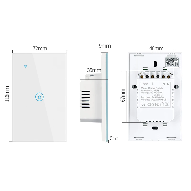 Interruptor de caldera con WiFi, calentador de agua inteligente, automatización del hogar, Control por voz por Alexa, Google Home, Apple, Siri, 20A, estándar US/AU HomeKit
