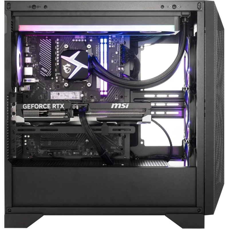 Escritorio para juegos: Ryzen R9-7900X, GeForce RTX 4070 Super, 32GB DDR5, 2TB M.2 NVMe, refrigeración líquida, 80+ fuente de alimentación dorada, WiFi 6E, teclado