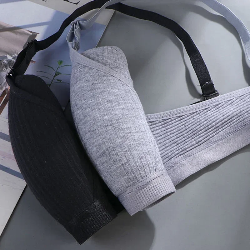 Sujetador de copa AB de algodón para mujer, ropa interior inalámbrica, cómodo sujetador en V, ropa interior de empuje hacia arriba para mujer