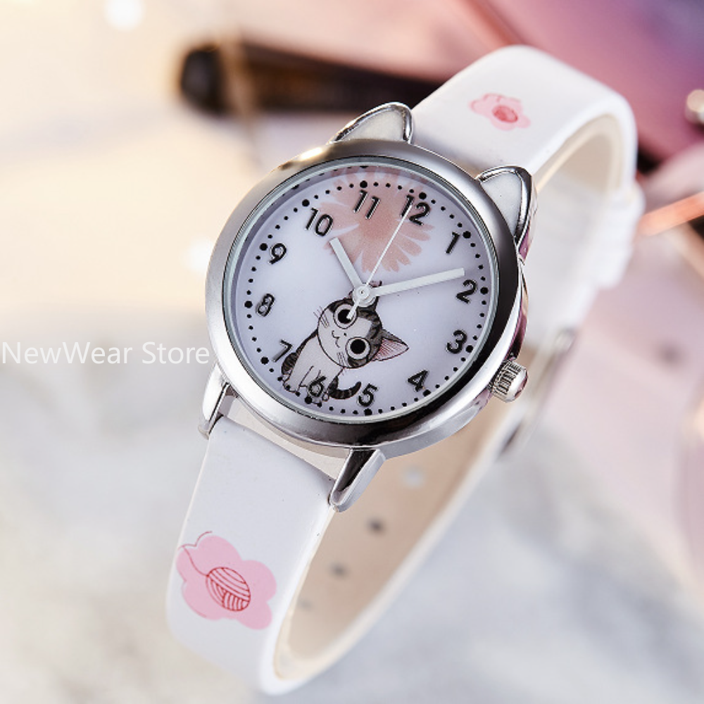 Часы женские кварцевые аналоговые с рисунком кошки и сыра