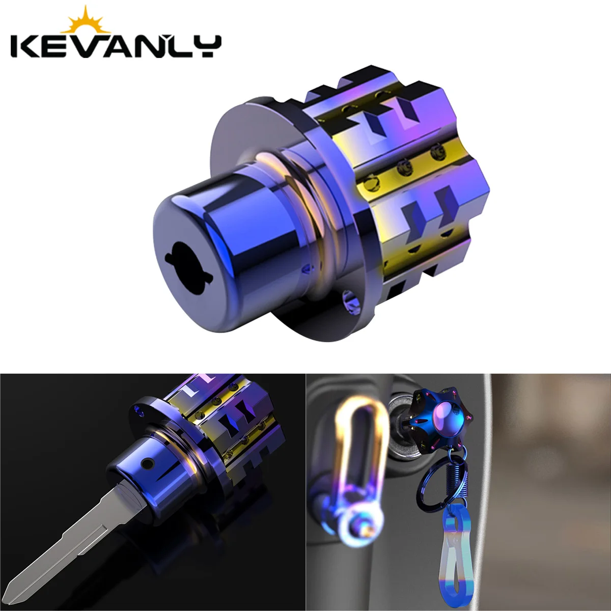 Universal motocicleta carro chave cabeça decoração modificado capa chave azul roxo liga de alumínio titânio queimar hexágono engrenagem chave bit