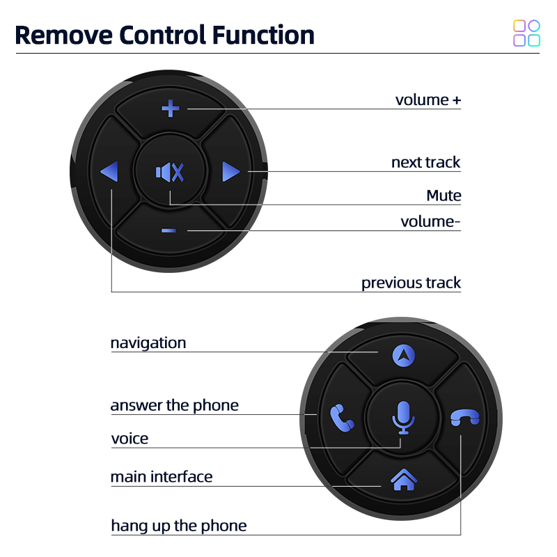 Junsun Universal Car Wireless Steering Wheel Control Button for for Android Autoradio 8 Key Functions Cup Shape With LED Light