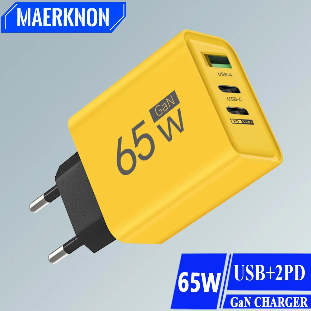 Caricatore GaN da 65 W USB C PD Tipo C Adattatore da muro a ricarica rapida per telefono cellulare a ricarica rapida per iPhone 15 Xiaomi 14 Huawei 60 portatile