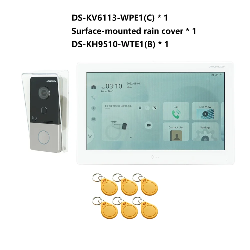 Hikvision mehrsprachiges 802.11af Poe Video Intercom Kit, inklusive DS-KV6113-WPE1 (c) & DS-KH9510-WTE1 (b) & Poe Switch