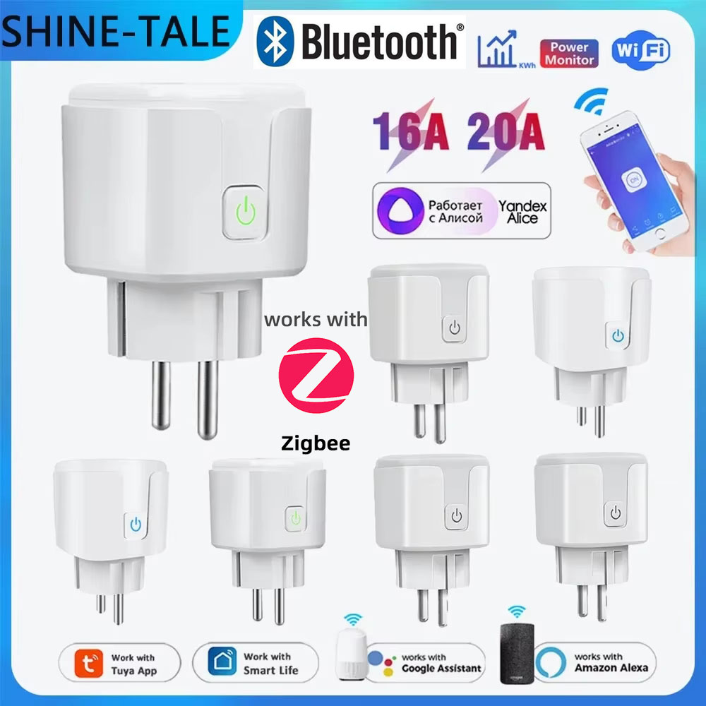 ZigBee Tuya WiFi inteligente enchufe UE 16A/20A Monitor de potencia temporizador Control de voz Alexa Google Home vida inteligente Yandex Alice